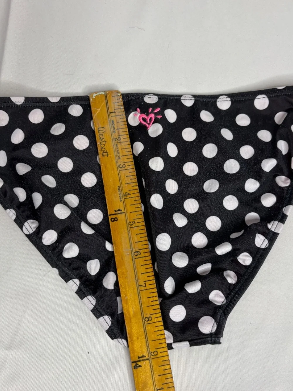 Vintage JUSTICE 2 pc Black White Polka Dot Hot Pink Bikini Swimsuit Girl's 14